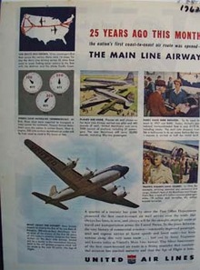 United Air lines 25 years of the main line airway Ad 1945.