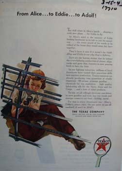 Texaco from Alice to Eddie and Adolf Ad 1943.