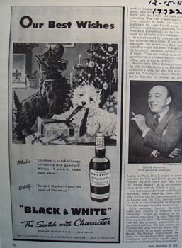 Black and White scotch our best wishes Ad 1947