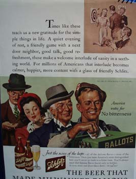 Schlitz Milwaukees smooth and never bitter beer Ad 1943