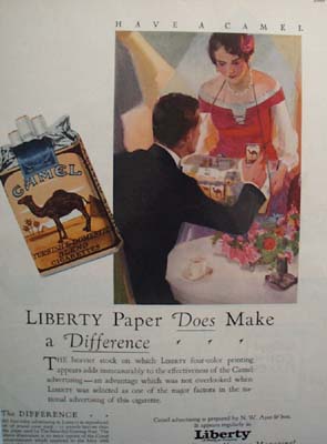 Liberty Paper & Camel Cigarette Ad 1928