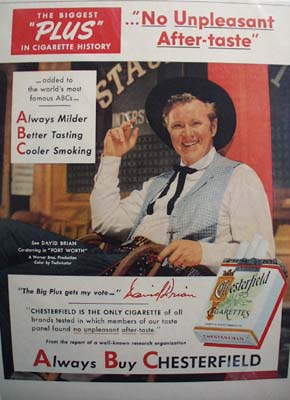 David Brian & Chesterfield Ad 1951