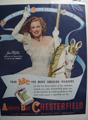 Jan Clayton & Chesterfield Ad 1945.