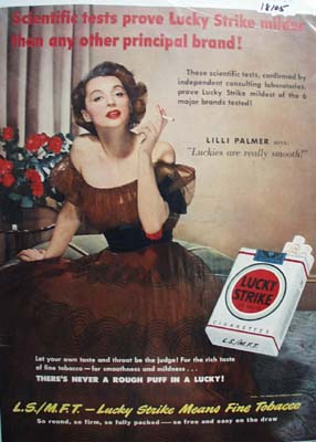 Lilli Palmer & Lucky Strike Ad 1950