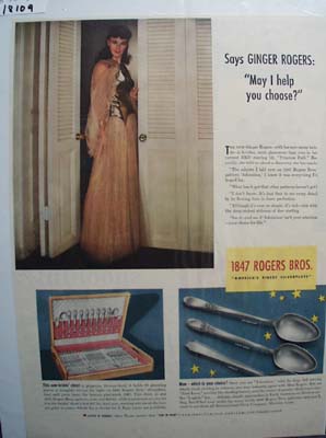 Ginger Rogers & 1847 Rogers Bros Ad 1940