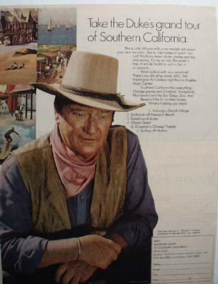 John Wayne Visit Southern California Ad 1970