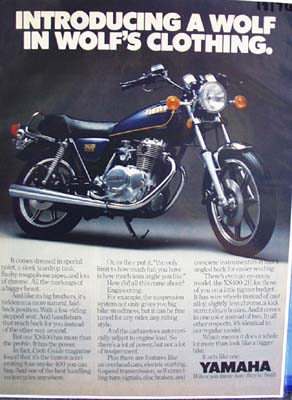 Yamaha introducing a wolf in a wolfs clothing Ad 1979.