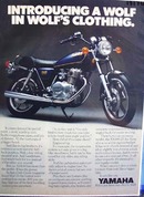 Yamaha introducing a wolf in a wolfs clothing Ad 1979.