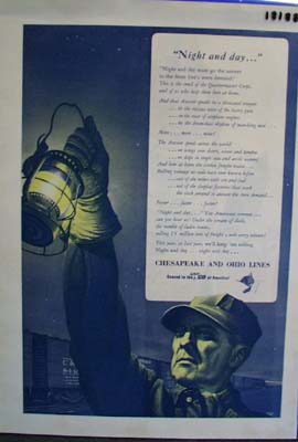 Chesapeake and Ohio railway Night and day Ad 1943.