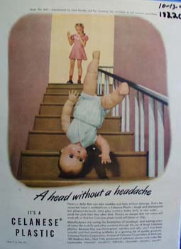 Celanese plastic magic skin doll Ad 1947.