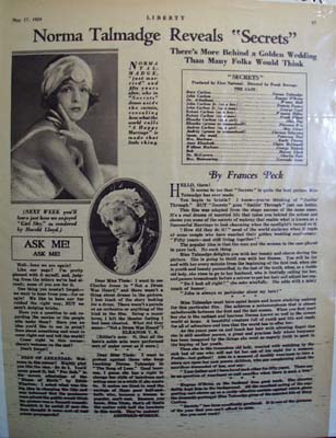 Black and white 1924 ad for the movie Secrets