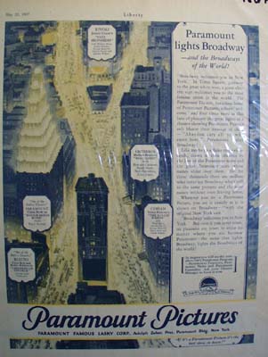 Paramount lights Broadway Ad 1927.