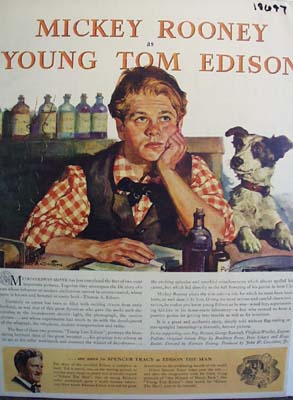 Color 1940 Ad of The Young Tom Edison