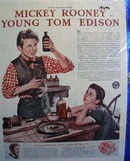 Color 1940 Ad of The Young Tom Edison starring Mickey Rooney.
