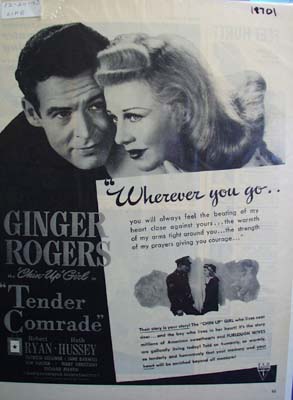 Black and white 1943 Ad of Tender Comrade
