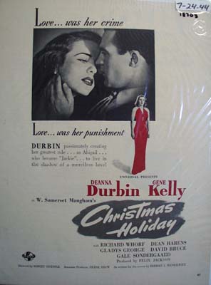 Black and white 1944 ad of Christmas Holiday
