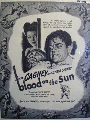 Black and white 1945 ad of Blood on the Sun