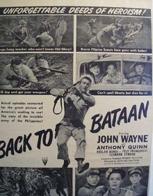 Black and white 1945 ad of Back to Bataan