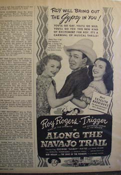 Black and white 1946 ad of Along the Navajo Trail
