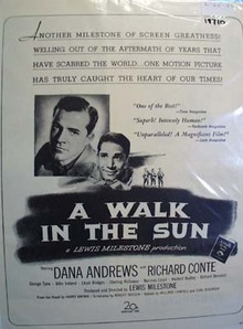 Black and white 1946 ad of A Walk in The Sun