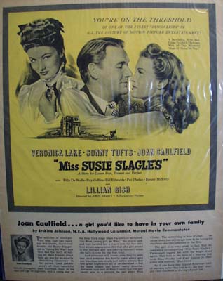 Black and white 1946 ad of Miss Susie Slagles