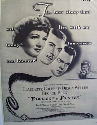 Black and white 1946 ad of Tomorrow is Forever