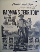 Black and white 1946 ad of Badmans Territory