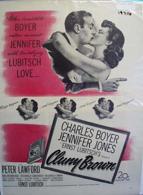 Black and white 1946 ad of Cluny Brown