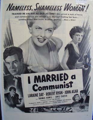Black and white 1949 ad of I Married a Communist