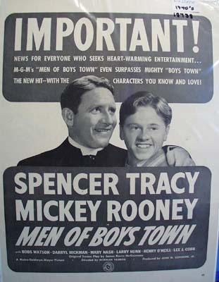 Black and white 1940s ad of Men of Boys Town