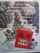 Black and white 1949 ad of Mrs. Mike starring Dick Powell
