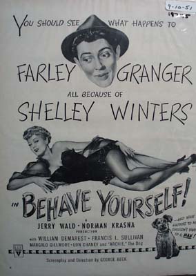 Black and white 1951 ad of Behave Yourself