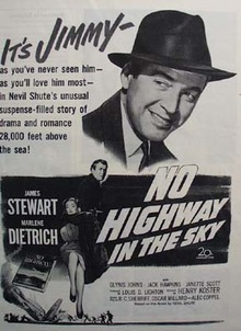 Black and white 1951 ad of No Highway In the Skey