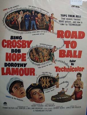 Color 1952 ad of Road To Bali starring Bing Crosby