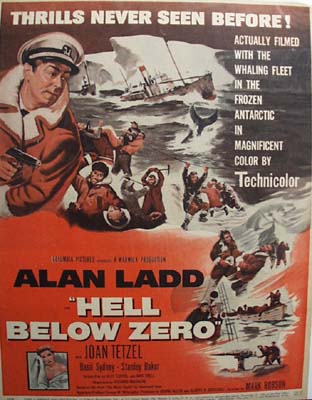 Color 1954 ad of Hell Below Zero starring Alan