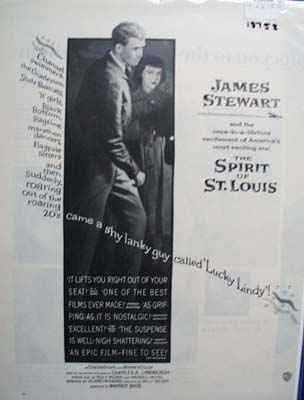 Black and white 1957 ad of The Spirit of St. Louis