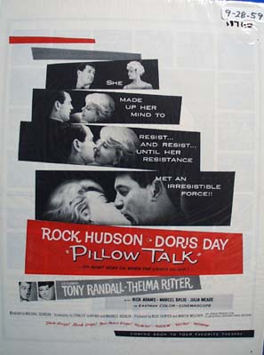 Black and white 1959 ad of Pillow Talk