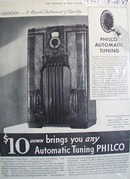 Philco automatic tuning radio Ad 1937.