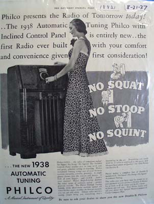 Philco the radio of tomorrow today Ad 1937.