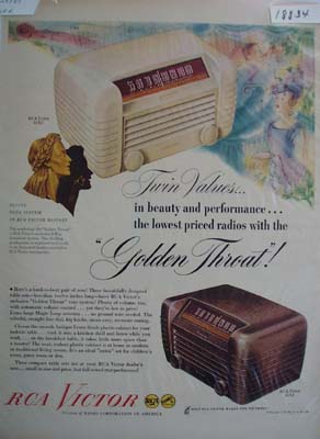 RCA Victor golden throat Ad 1947.