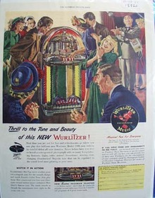 Wurlitzer phonographs thrilling tone and beauty Ad 1947.