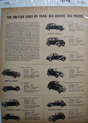 British Cars of 1946 Ad. This is a July 1946