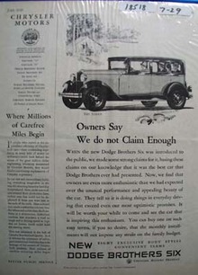 Dodge Brothers Six Owners Say Ad 1929