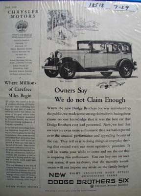 Dodge Brothers Six Owners Say Ad 1929