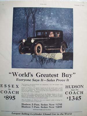 Essex World's Greatest Buy Ad 1925