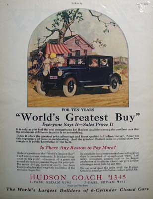 Hudson Coach World's Greatest Ad 1925