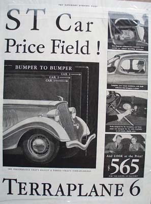 Hudson's Terraplane Low Price Field Ad 1934 ad