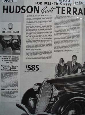 Hudson Terraplane Electric Hand Ad 1935