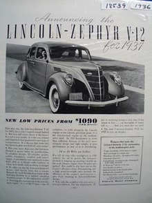 Lincoln-Zephyr V-12 for 1937 Ad 1936