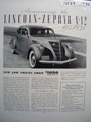 Lincoln-Zephyr V-12 for 1937 Ad 1936